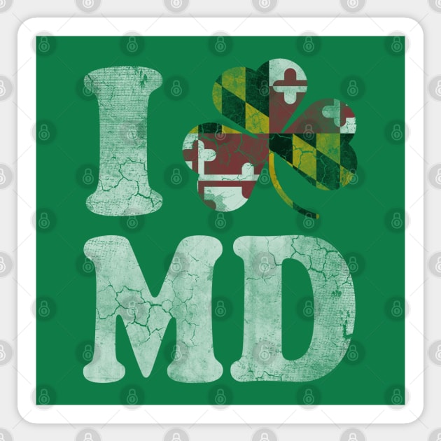 Maryland Shamrock Flag MD Irish St Patricks Day Sticker by E